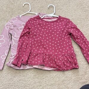 Carter's Pink and Mauve Floral Long Sleeve Tops - Size 4T